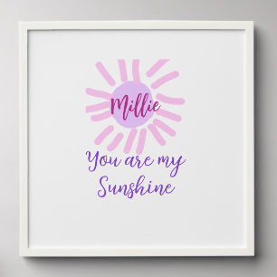 you are my sunshine purple pink pastel sun rays mo peel and stick photo tile