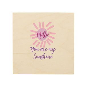 you are my sunshine purple pink pastel sun rays mo wood wall art