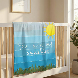 You Are My Sunshine Quote Blue Sky Sun Clouds Baby Blanket