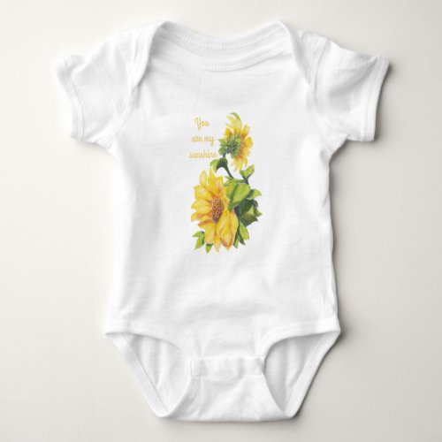 You are my Sunshine Quote Sunflower art Baby Bodysuit