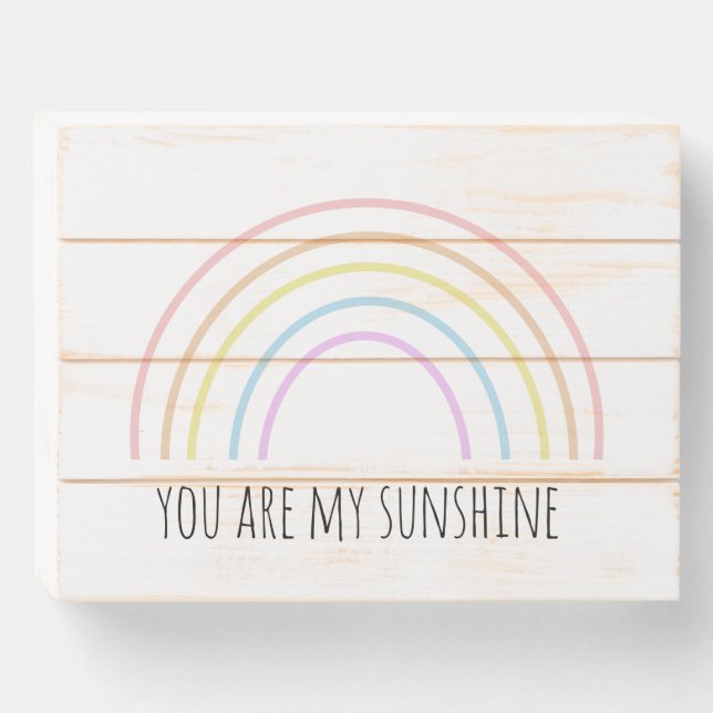 You are my sunshine rainbow wooden box sign (Front Horizontal)