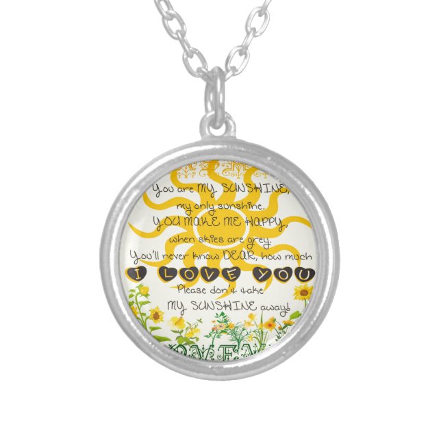 You are my Sunshine Silver Plated Necklace (Front)