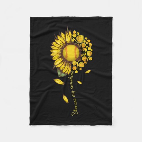 You Are My Sunshine Softball Sunflower Fleece Blanket