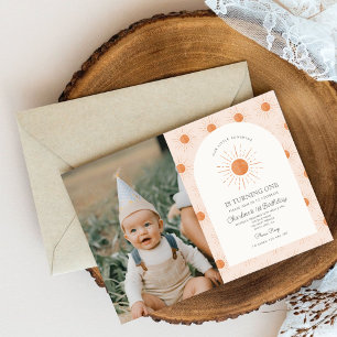 You are my Sunshine Sun Retro Minimal 1st Birthday Invitation