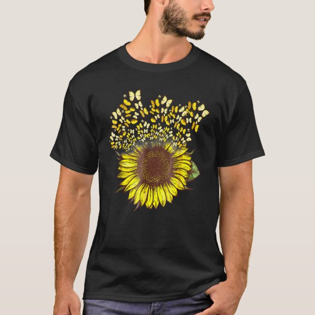 You Are My Sunshine Sunflower And Butterflies T-Shirt (Front)