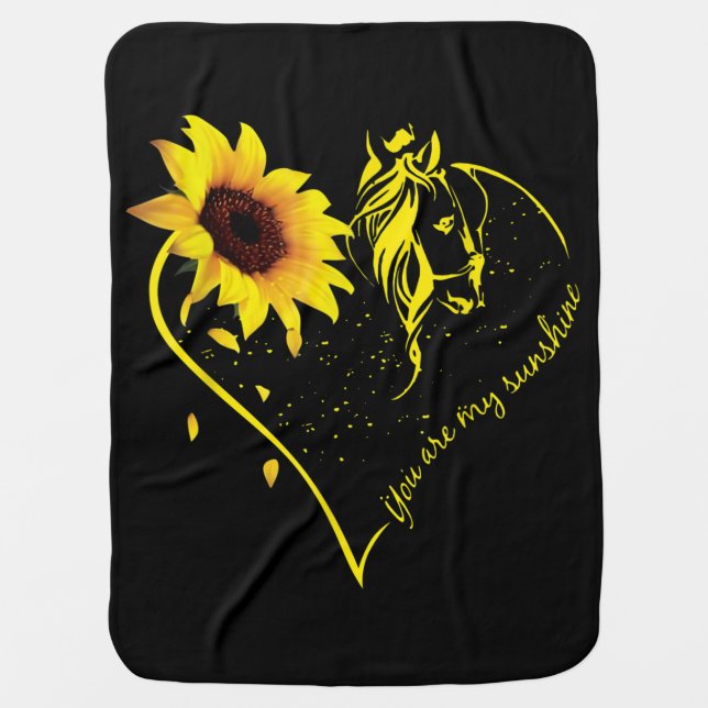 You Are My Sunshine Sunflower And Horse Baby Blanket (Front)