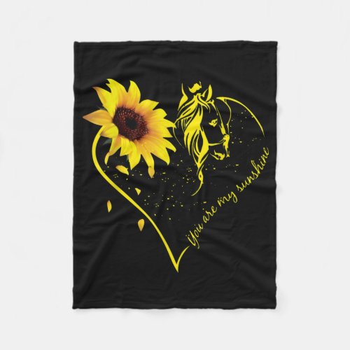 You Are My Sunshine Sunflower And Horse Fleece Blanket