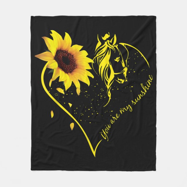 You Are My Sunshine Sunflower And Horse Fleece Blanket (Front)
