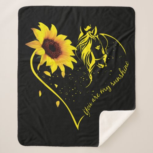 You Are My Sunshine Sunflower And Horse Sherpa Blanket