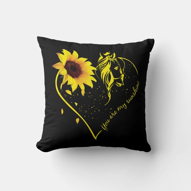 You Are My Sunshine Sunflower And Horse Throw Pillow (Front)