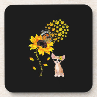 You Are My Sunshine Sunflower Chihuahua Men Women Beverage Coaster