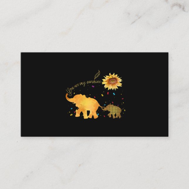 You Are My Sunshine Sunflower Elephant Autism Business Card (Front)