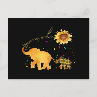 You Are My Sunshine Sunflower Elephant Autism Holiday Postcard