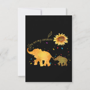 You Are My Sunshine Sunflower Elephant Autism Note Card