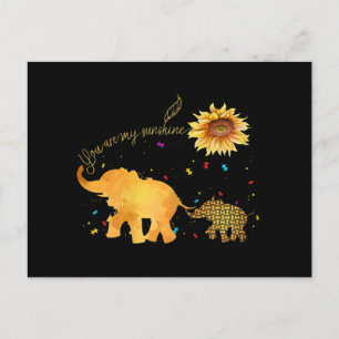 You Are My Sunshine Sunflower Elephant Autism Postcard