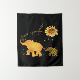 You Are My Sunshine Sunflower Elephant Autism Tapestry