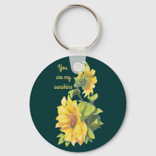 You are my Sunshine Sunflower floral Quote Keychain