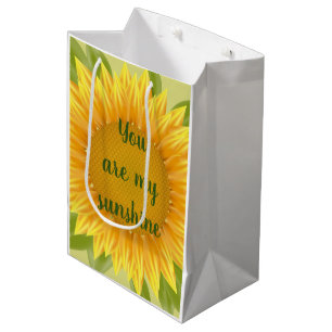 You are my Sunshine Sunflower Flower Quote art Medium Gift Bag