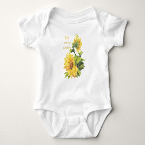 You are my Sunshine Sunflower Flower Quote Baby Bodysuit