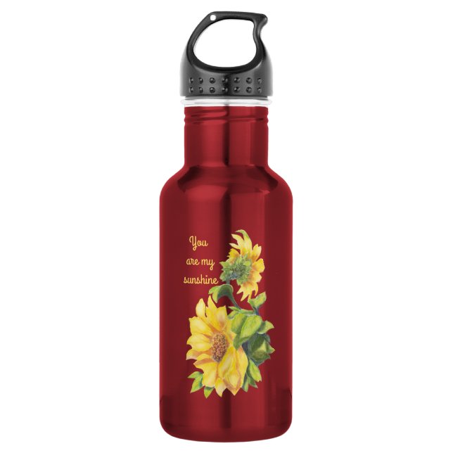 You are my Sunshine Sunflower Flower Quote Water Bottle (Front)