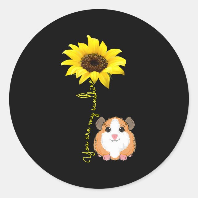 You Are My Sunshine Sunflower Guinea Pig Mom Classic Round Sticker (Front)
