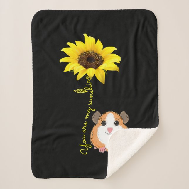 You Are My Sunshine Sunflower Guinea Pig Mom Sherpa Blanket (Front)