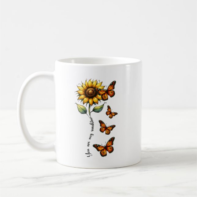You are My Sunshine Sunflower Personalized Coffee Mug (Left)