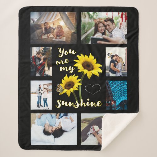 You are My Sunshine Sunflower Photo Sherpa Blanket