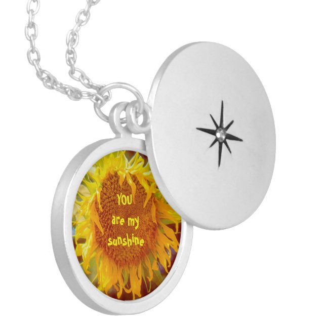 "'YOU ARE MY SUNSHINE" SUNFLOWER (PHOTOG) LOCKET NECKLACE (Front Left)