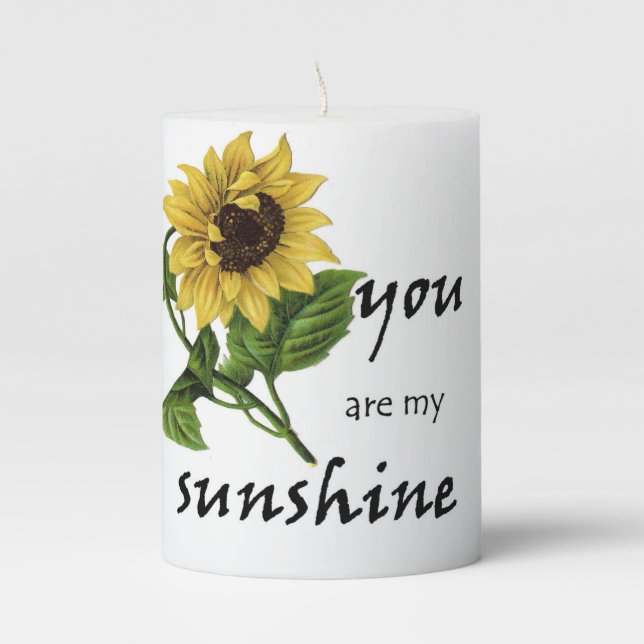 "You are my Sunshine" Sunflower Pillar Candle (Front)