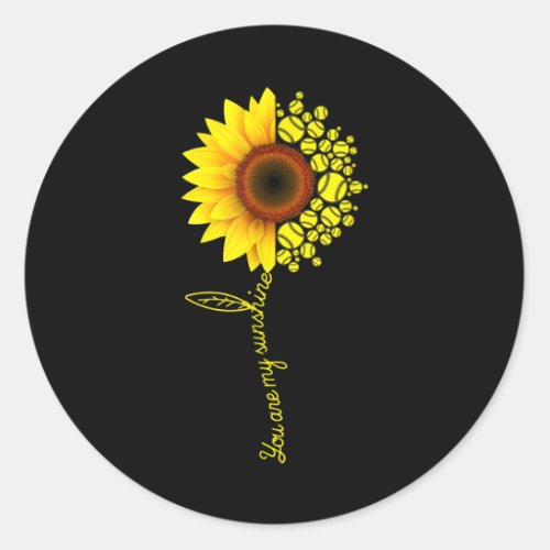 You Are My Sunshine Sunflower Softball Classic Round Sticker