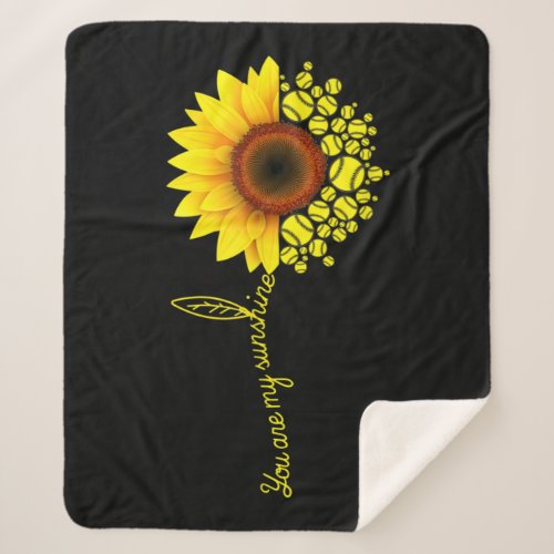 You Are My Sunshine Sunflower Softball Sherpa Blanket