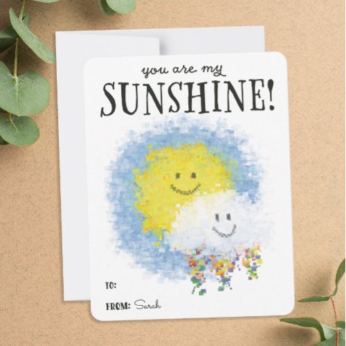 You Are My Sunshine Valentine Cloud with Rainbow Holiday Card