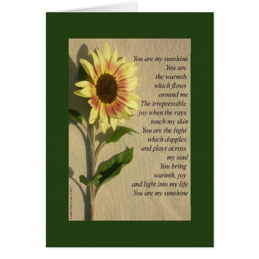 You Are My Sunshine verse (Front)