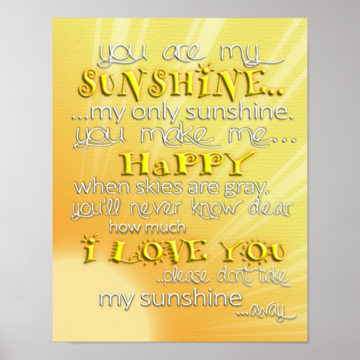 You Are My Sunshine Wall Art Zazzle Com