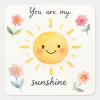 You Are My Sunshine Watercolor Floral Sticker