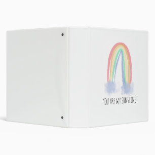 You are my sunshine watercolor painted rainbow   3 ring binder