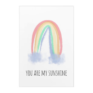 You are my sunshine watercolor painted rainbow acrylic print