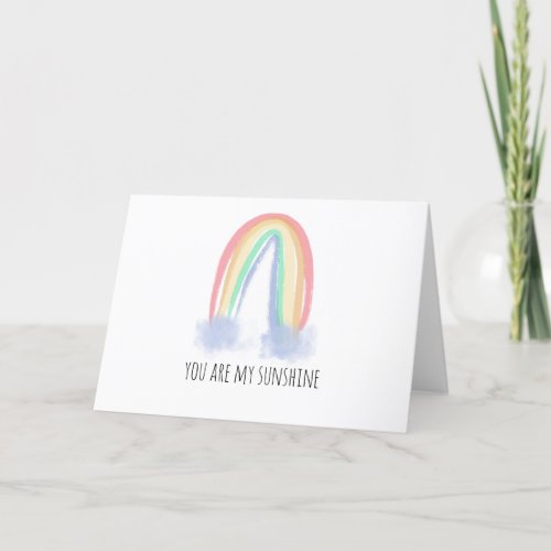 You are my sunshine watercolor painted rainbow  announcement