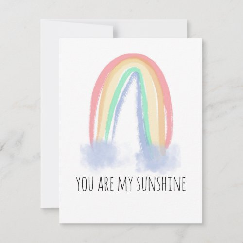 You are my sunshine watercolor painted rainbow  announcement