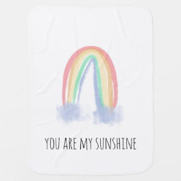 You are my sunshine watercolor painted rainbow baby blanket