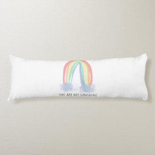 You are my sunshine watercolor painted rainbow body pillow