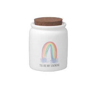 You are my sunshine watercolor painted rainbow  candy jar