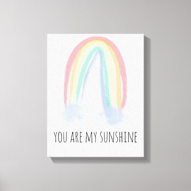 You are my sunshine watercolor painted rainbow  canvas print (Front)
