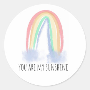 You are my sunshine watercolor painted rainbow classic round sticker
