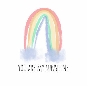 You are my sunshine watercolor painted rainbow cutout