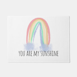 You are my sunshine watercolor painted rainbow doormat