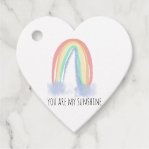 You are my sunshine watercolor painted rainbow favor tags