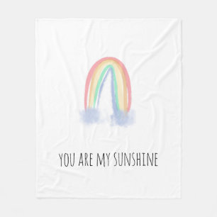 You are my sunshine watercolor painted rainbow fleece blanket