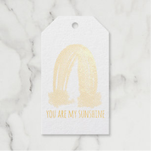 You are my sunshine watercolor painted rainbow  foil gift tags